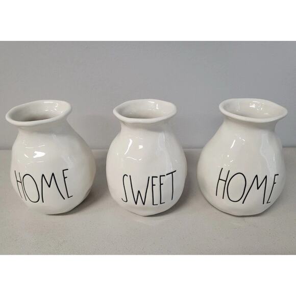 Rae Dunn Artisan Collection by Magenta Set of 3 Home Sweet Home Bud Vases, White - Picture 1 of 5